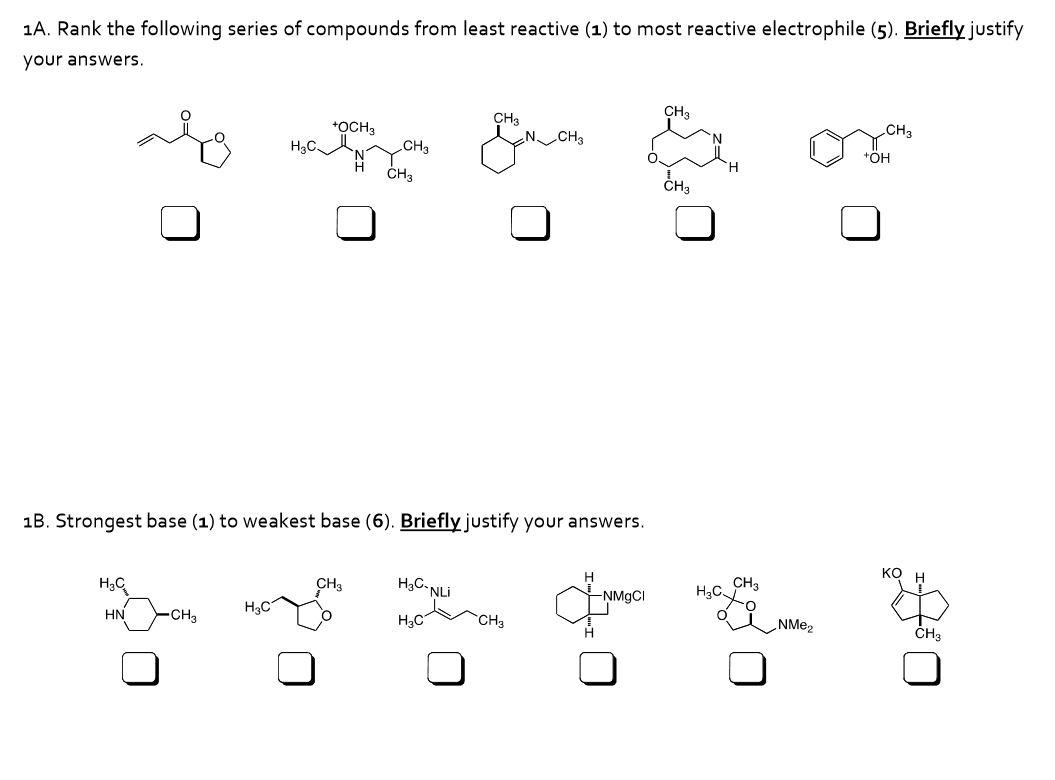 Solved 1a Rank The Following Series Of Compounds From Le Chegg Com