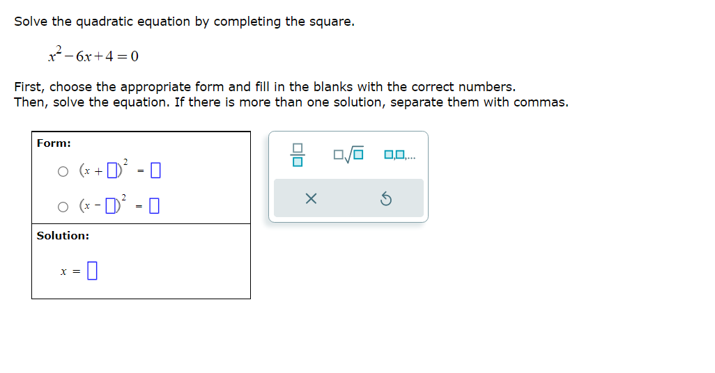 Solved Solve the quadratic equation by completing the