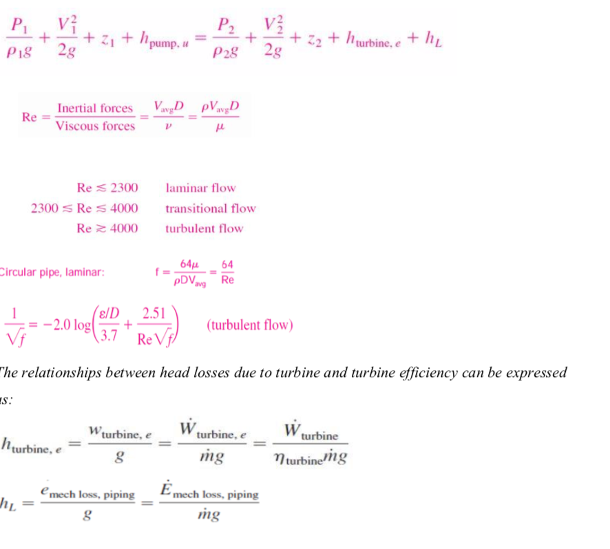 Calculate head loss due to turbine and the efficiency