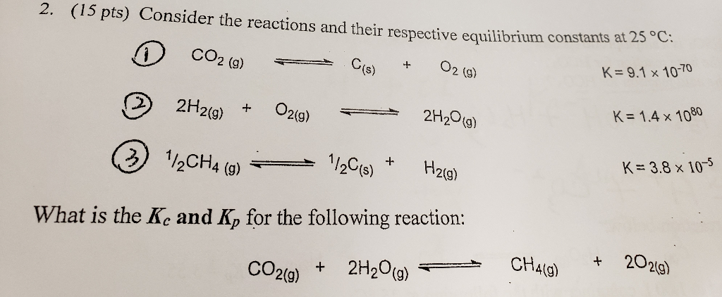 Solved (15 pts) Consider the reactions and their respective | Chegg.com