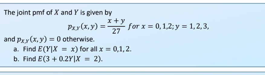 Solved The Joint Pmf Of X And Y Is Given By X Y Pxy X Chegg Com