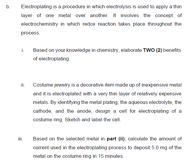 Procedure of store electroplating