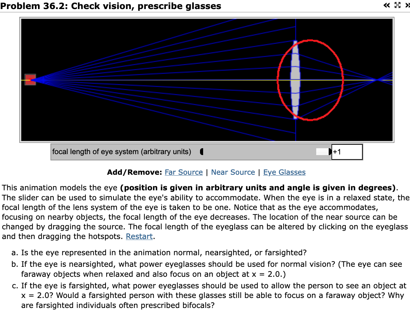 Solved is animation models the eye (position is given in | Chegg.com