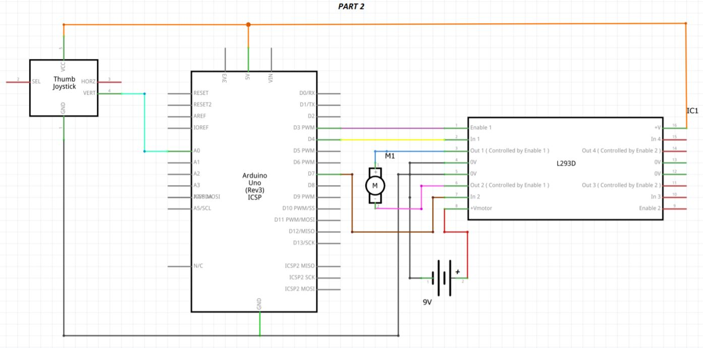 Part 2. Create a motor driver that uses a joystick to Circuit Diagram