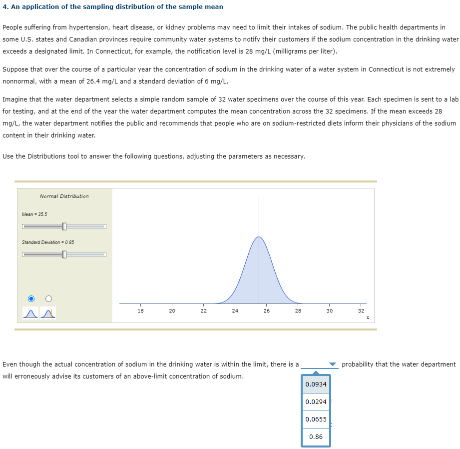 Solved 4. An application of the sampling distribution of the | Chegg.com