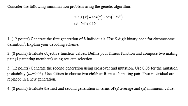 Consider the following minimization problem using the | Chegg.com