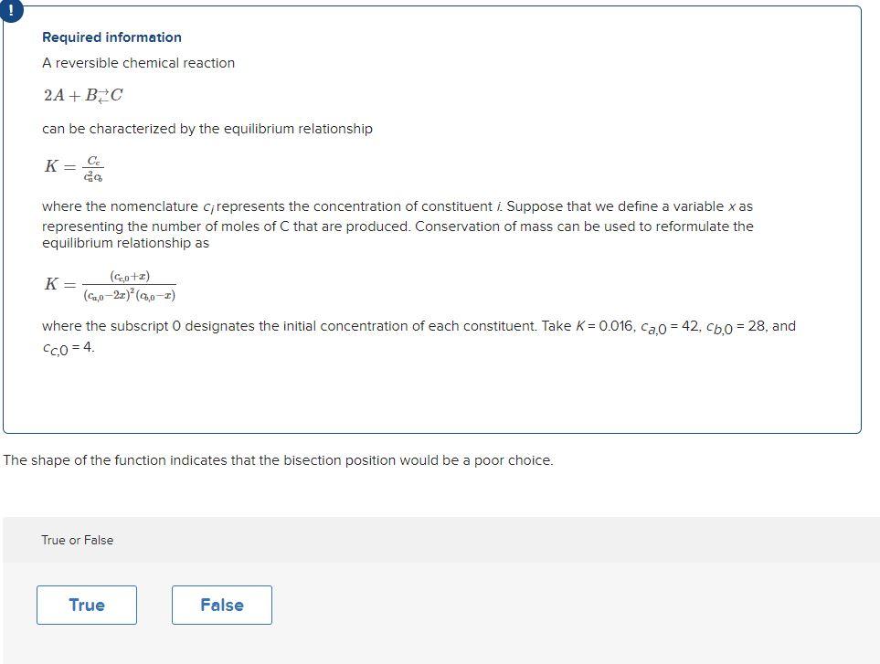 Solved Required information A reversible chemical reaction | Chegg.com