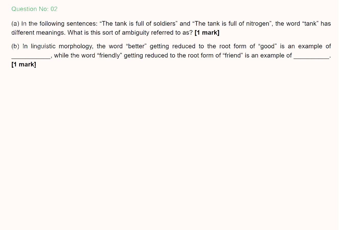 Solved (a) In the following sentences "The tank is full of