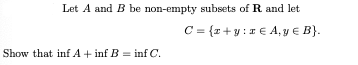 Solved Let A And B Be Non-empty Subsets Of R And Let | Chegg.com