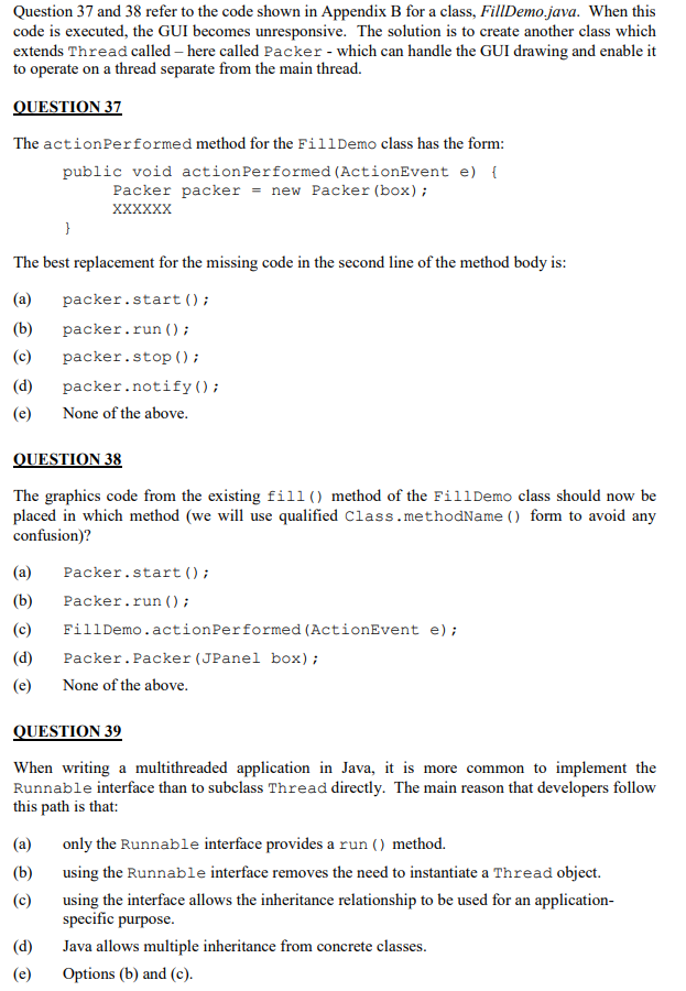 Solved Question 37 and 38 refer to the code shown in | Chegg.com