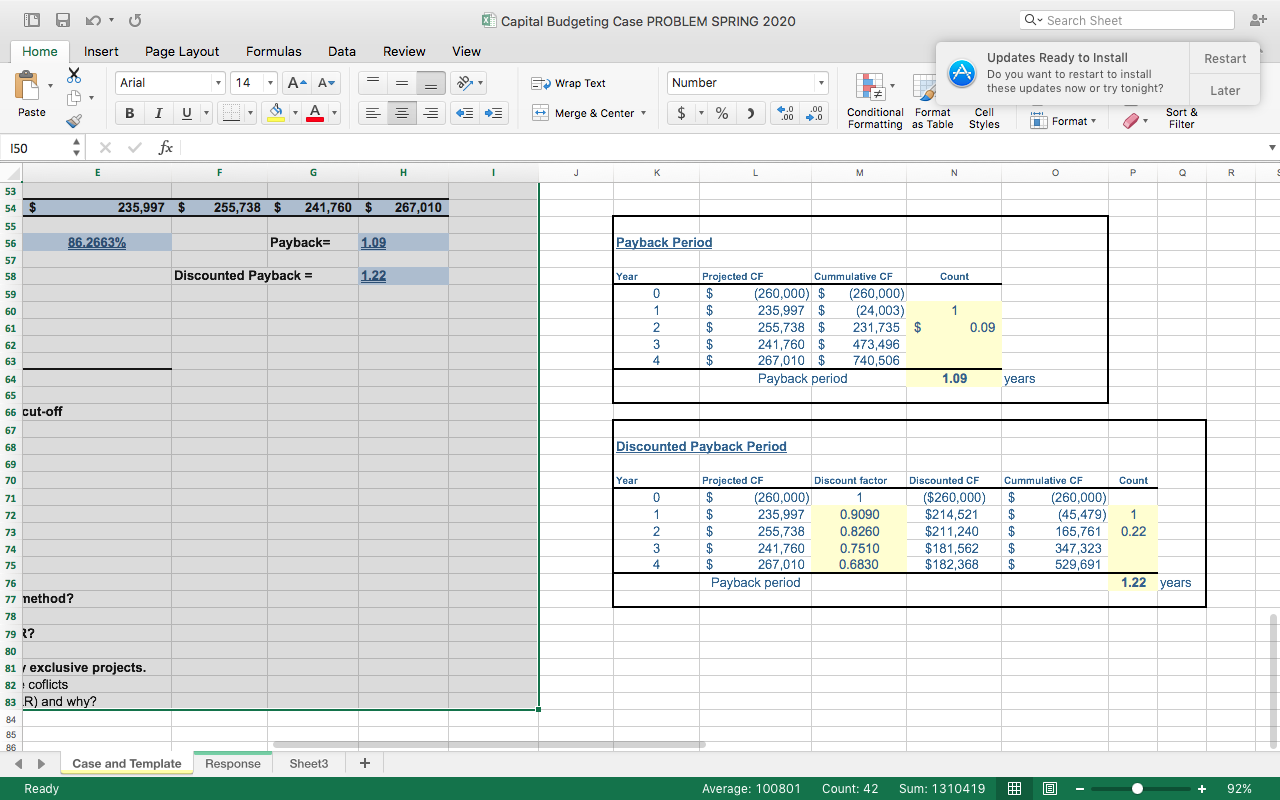 Capital Budgeting Case PROBLEM SPRING 2020 Q Search | Chegg.com