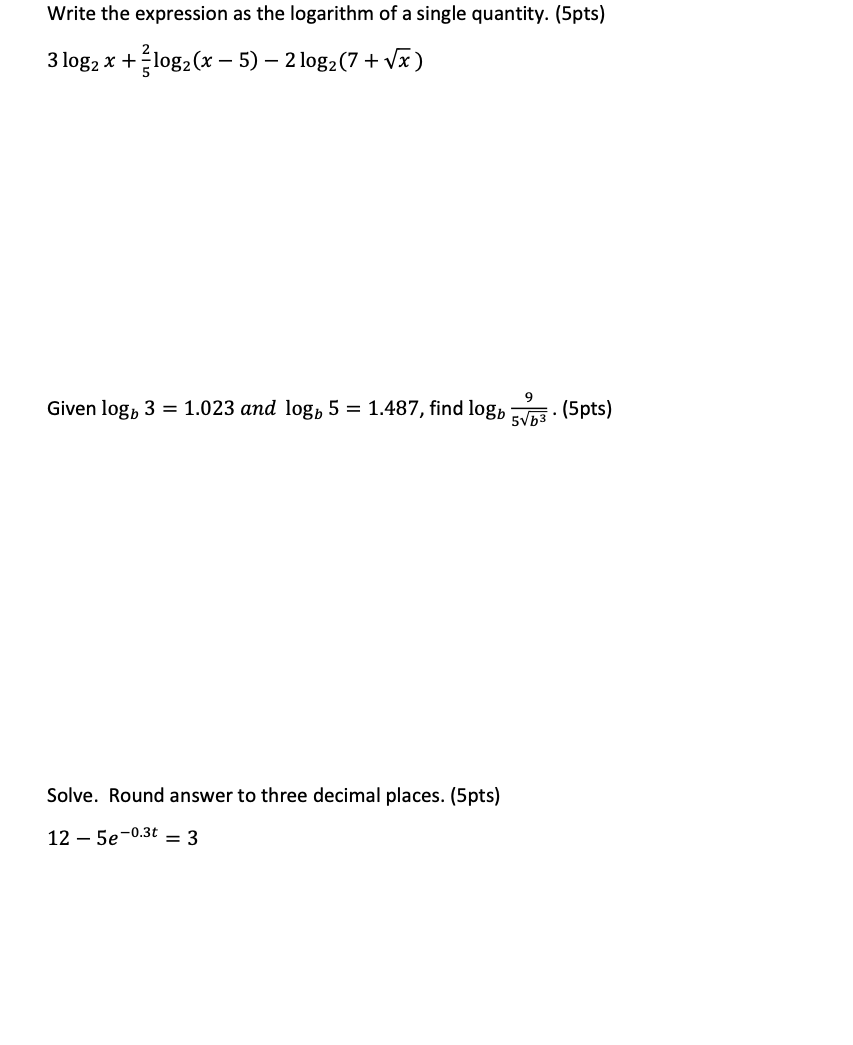 Solved Write the expression as the logarithm of a single | Chegg.com