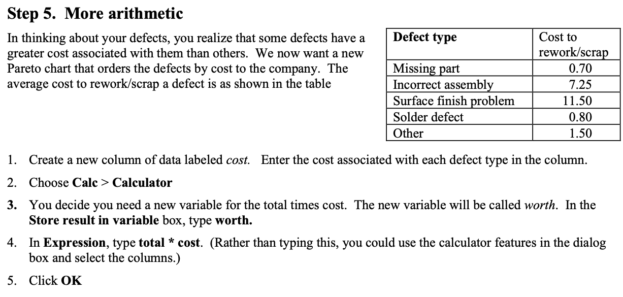 Minitab Exercise Pareto Chart Mini Case (Rev | Chegg.com