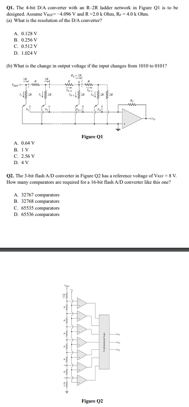 Solved Q1. The 4-bit D/A converter with an R-2R ladder | Chegg.com