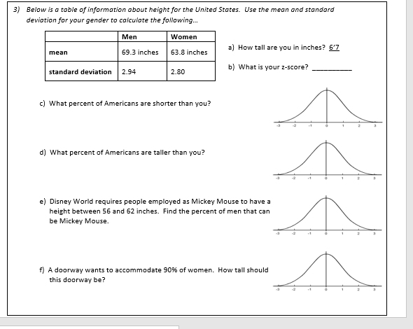 Solved 3) Below is a table of information about height for | Chegg.com