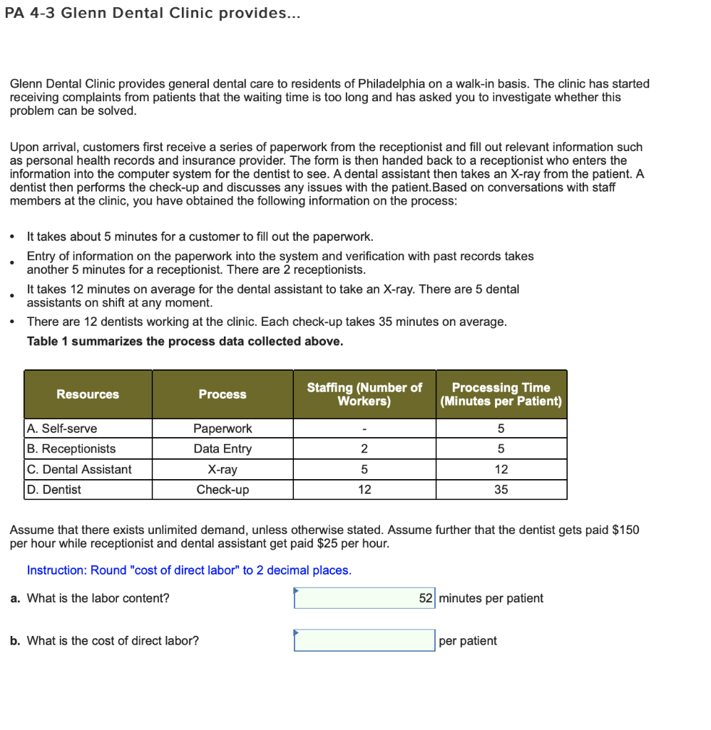 Solved PA 4-3 Glenn Dental Clinic provides... Glenn Dental | Chegg.com