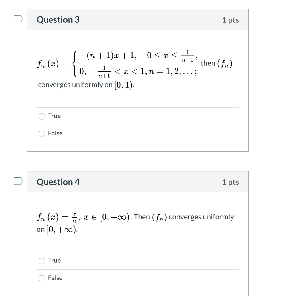 Solved Question 1 1 Pts Fn 2x Vx2 Xe 1 1 The Chegg Com