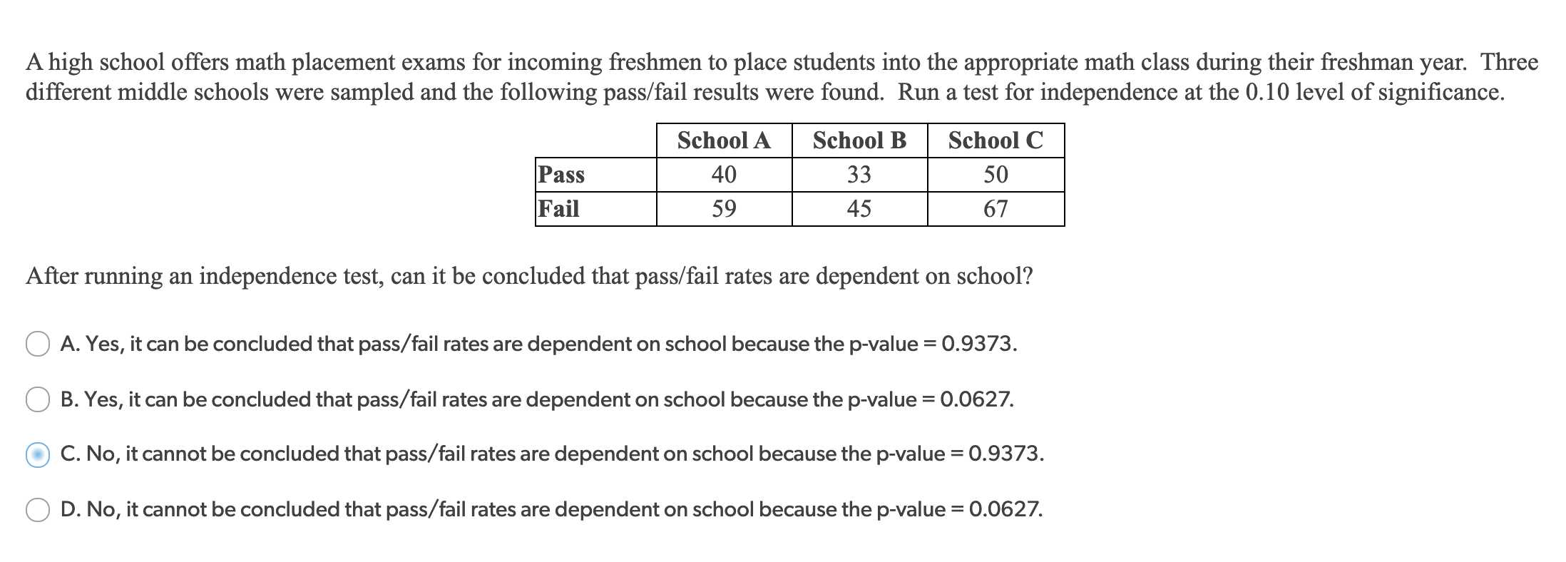 solved-a-high-school-offers-math-placement-exams-for-chegg