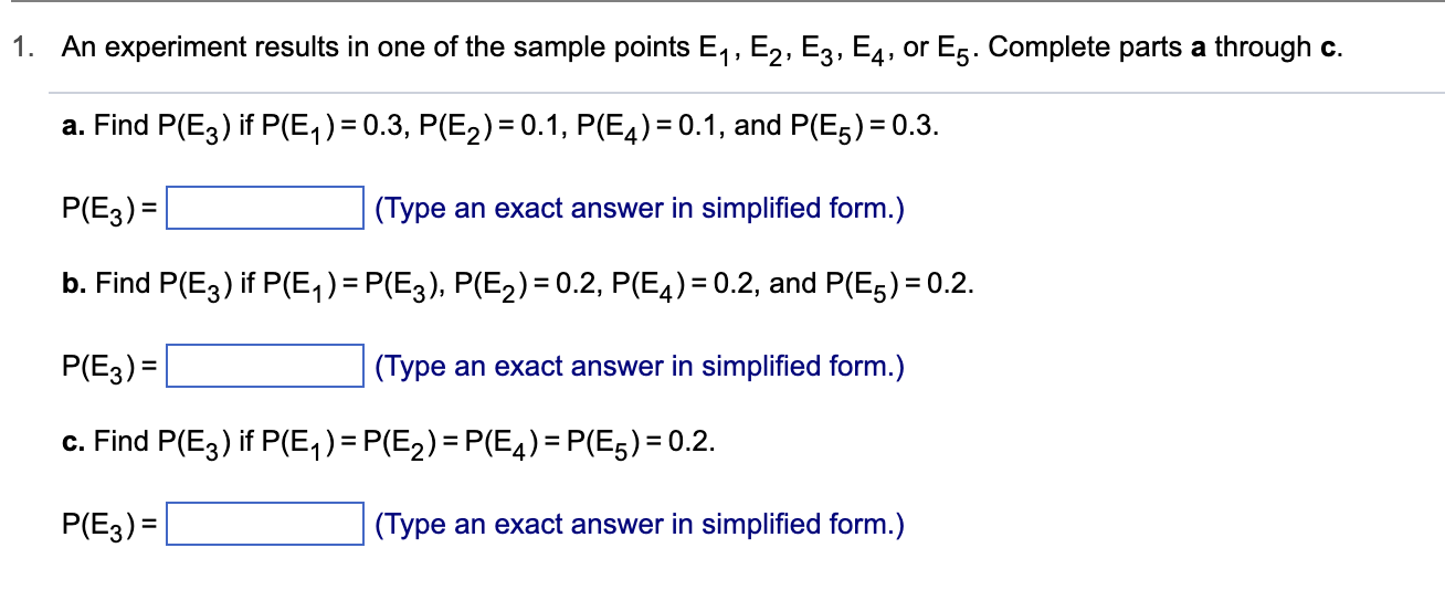 an experiment results in one of the sample points