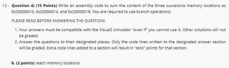 11 - Question 4) (15 Points) Write an assembly code | Chegg.com