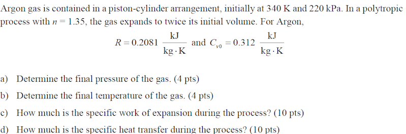 Solved Argon gas is contained in a piston-cylinder | Chegg.com