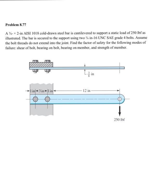 Solved A 3/8- times 2-in AISI 1018 cold-drawn steel bar is | Chegg.com