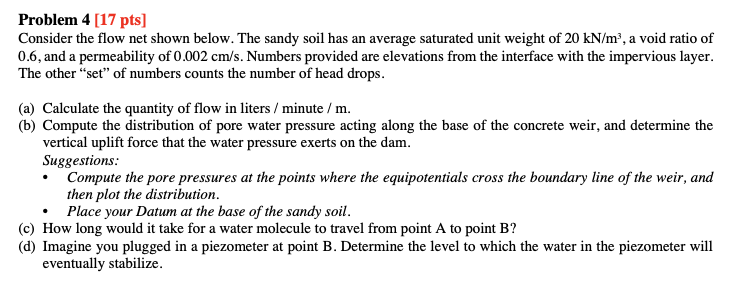 Solved Problem 4 [17 pts] Consider the flow net shown below. | Chegg.com