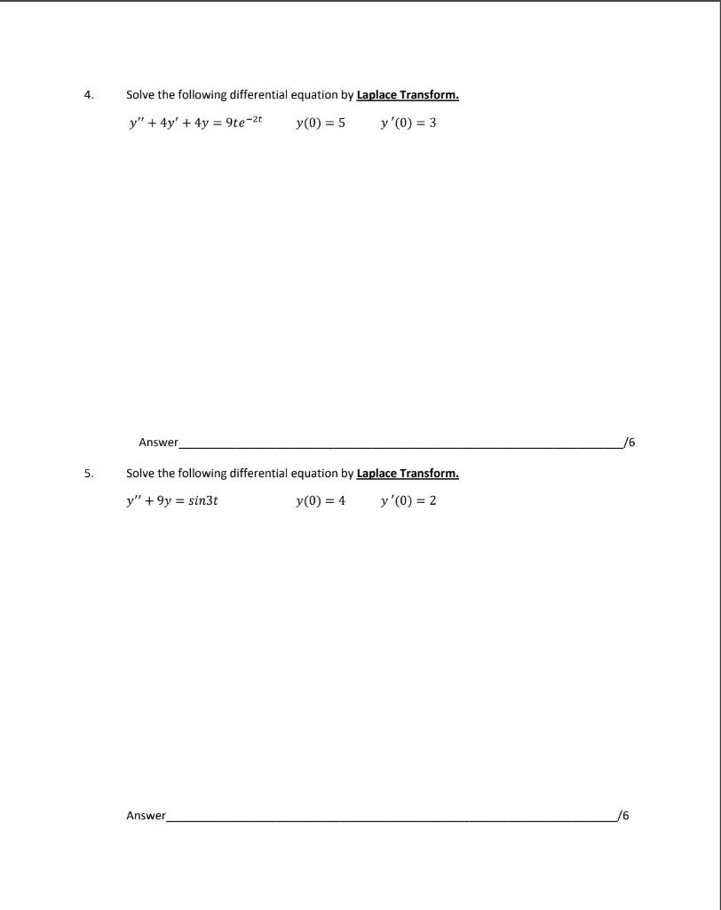 Solved 4. Solve the following differential equation by | Chegg.com