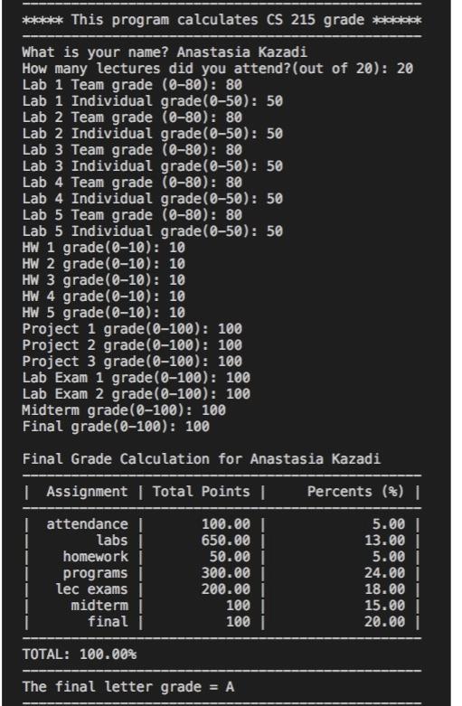 Solved Write a program for calculating a final grade for a | Chegg.com