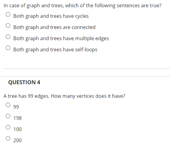 Solved In case of graph and trees, which of the following | Chegg.com