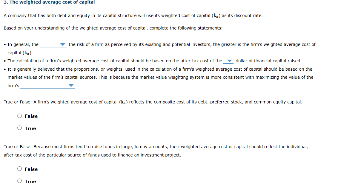 Solved 3. The weighted average cost of capital A company | Chegg.com