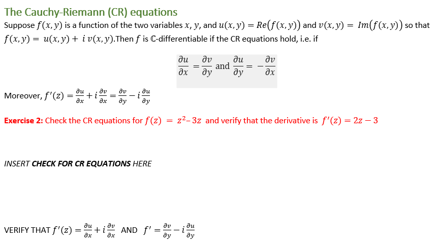 Solved The Cauchy-Riemann (CR) equations Suppose f(x,y) is a | Chegg.com