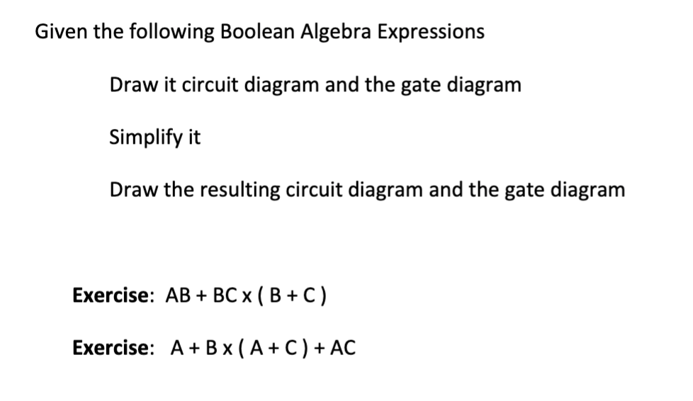 Solved Given The Following Boolean Algebra Expression:s Draw | Chegg.com