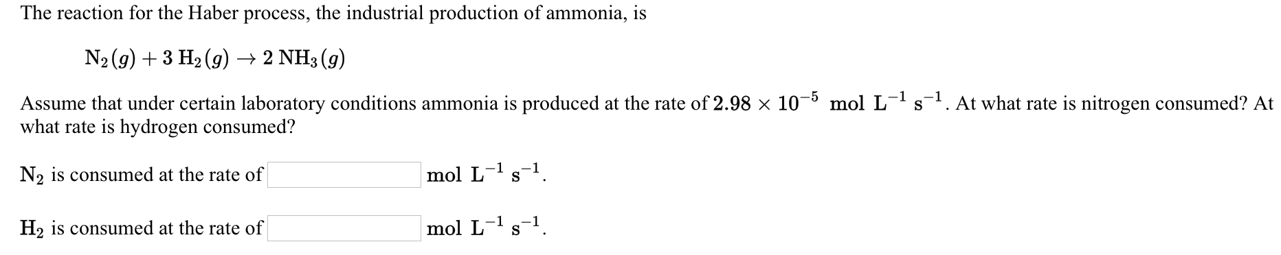 Solved The reaction for the Haber process, the industrial | Chegg.com