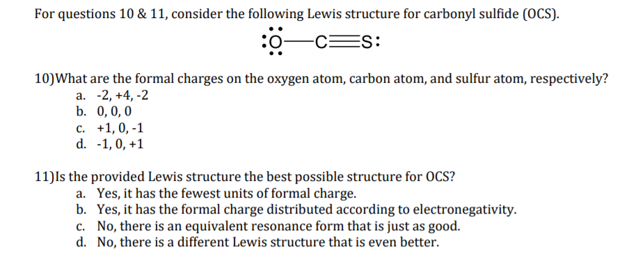 Solved For questions 10 & 11, consider the following Lewis | Chegg.com