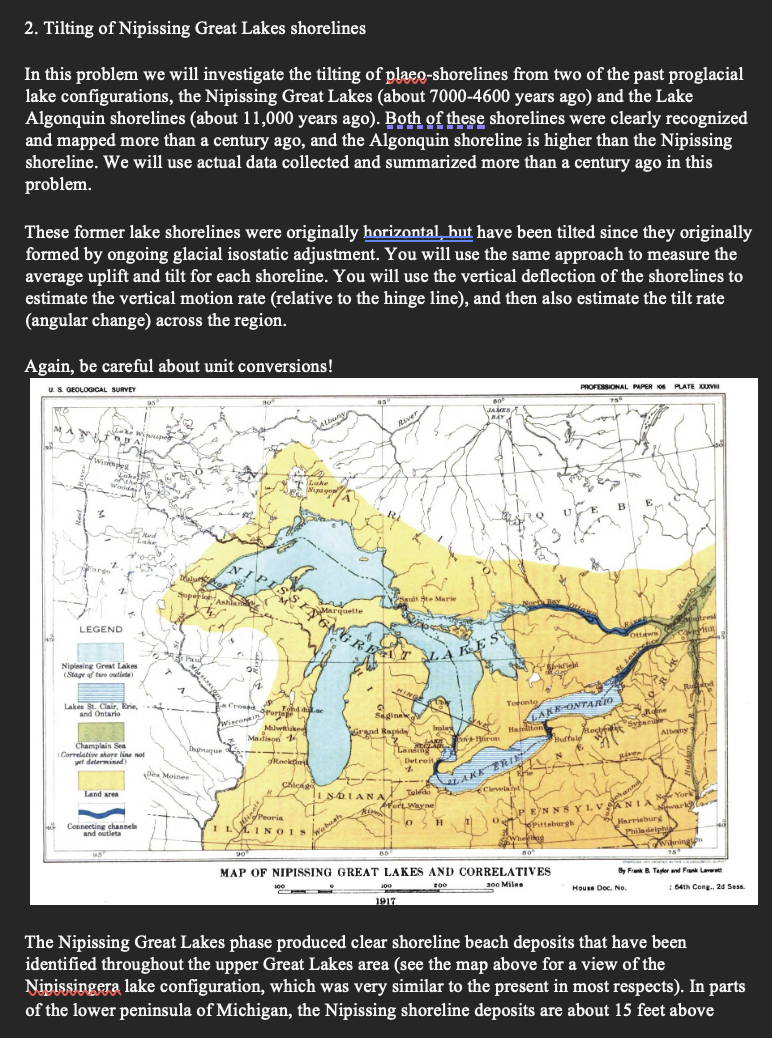 2. Tilting of Nipissing Great Lakes shorelines In | Chegg.com