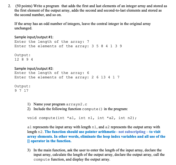 Solved 1. (50 points) Write a program arraysl.c that checks | Chegg.com