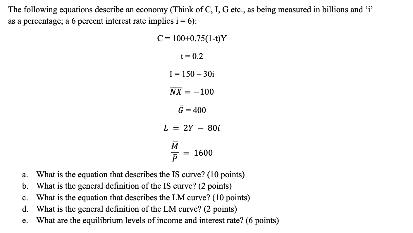 solved-the-following-equations-describe-an-economy-think-of-chegg