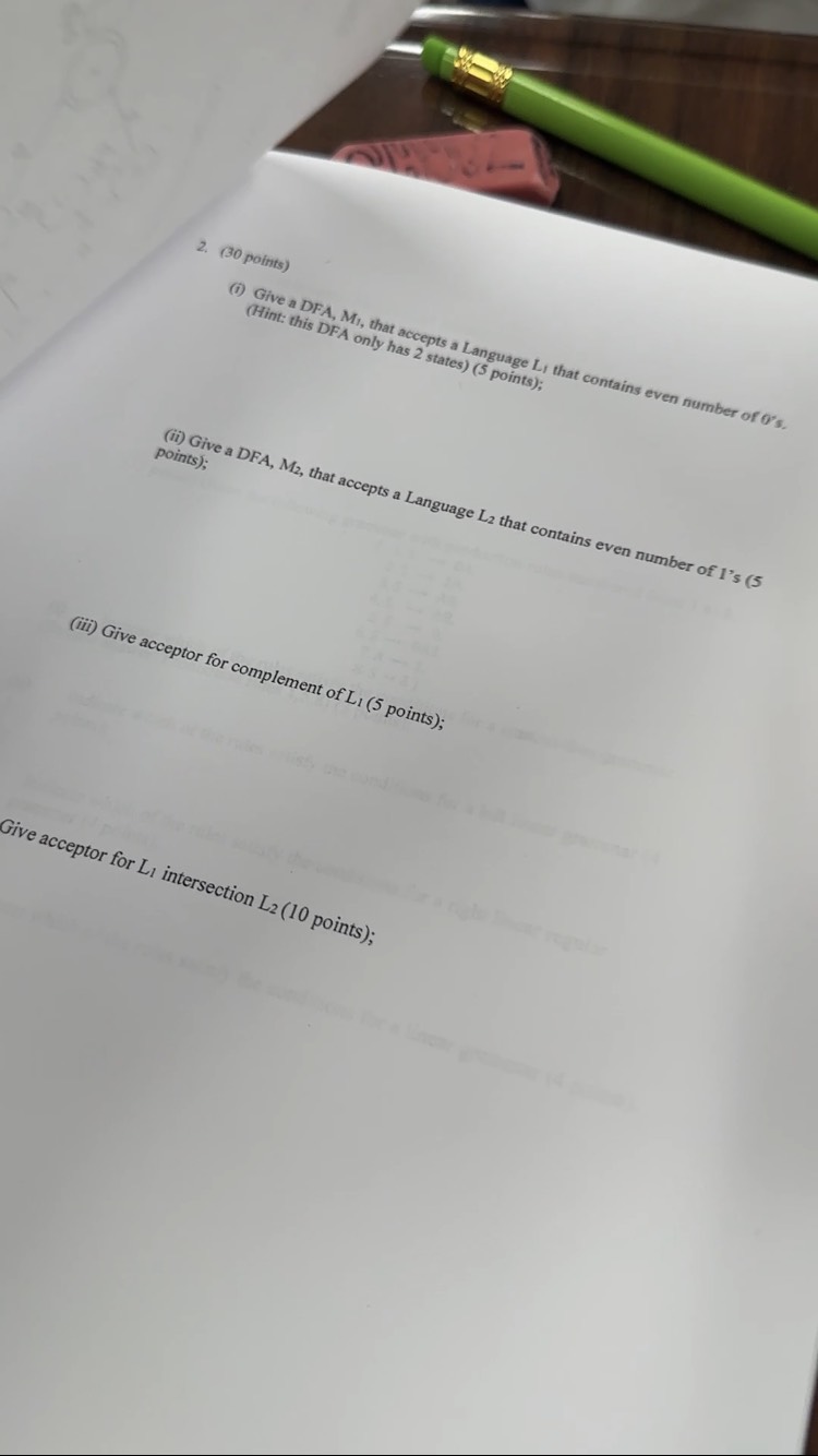 Solved 2. (30potints) (iii) Give acceptor for complement of | Chegg.com