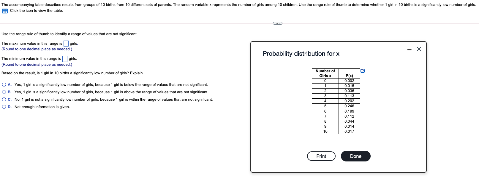 Solved The accompanying table describes results from groups | Chegg.com