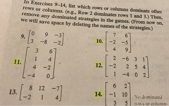 Solved In Exercises 9-14, list which rows or columns | Chegg.com