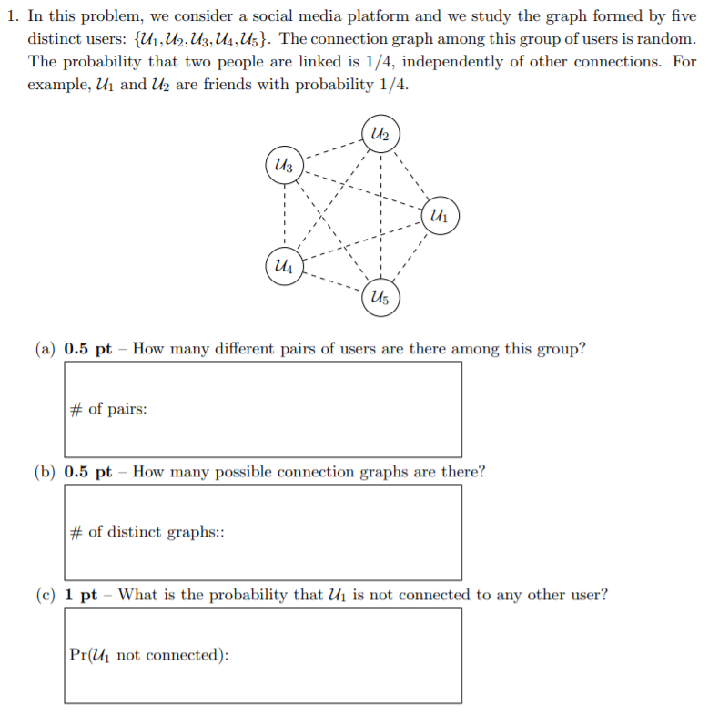 Solved 1. In This Problem, We Consider A Social Media | Chegg.com