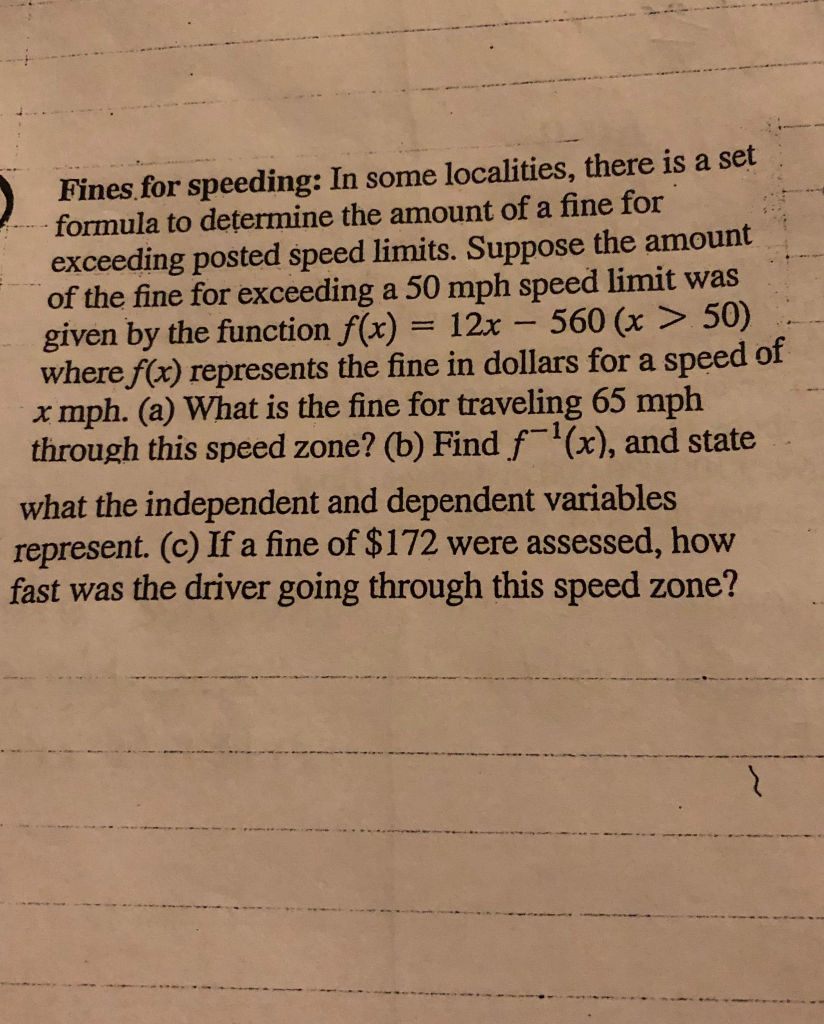 Solved Fines for speeding In some localities, there is a