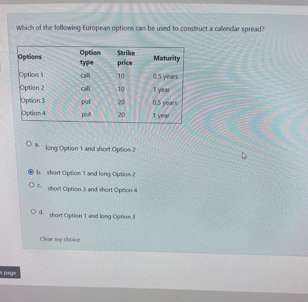 Solved Which of the following European options can be used | Chegg.com
