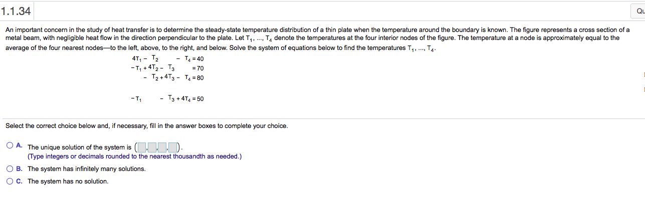 Solved 1.1.34 QU An important concern in the study of heat | Chegg.com