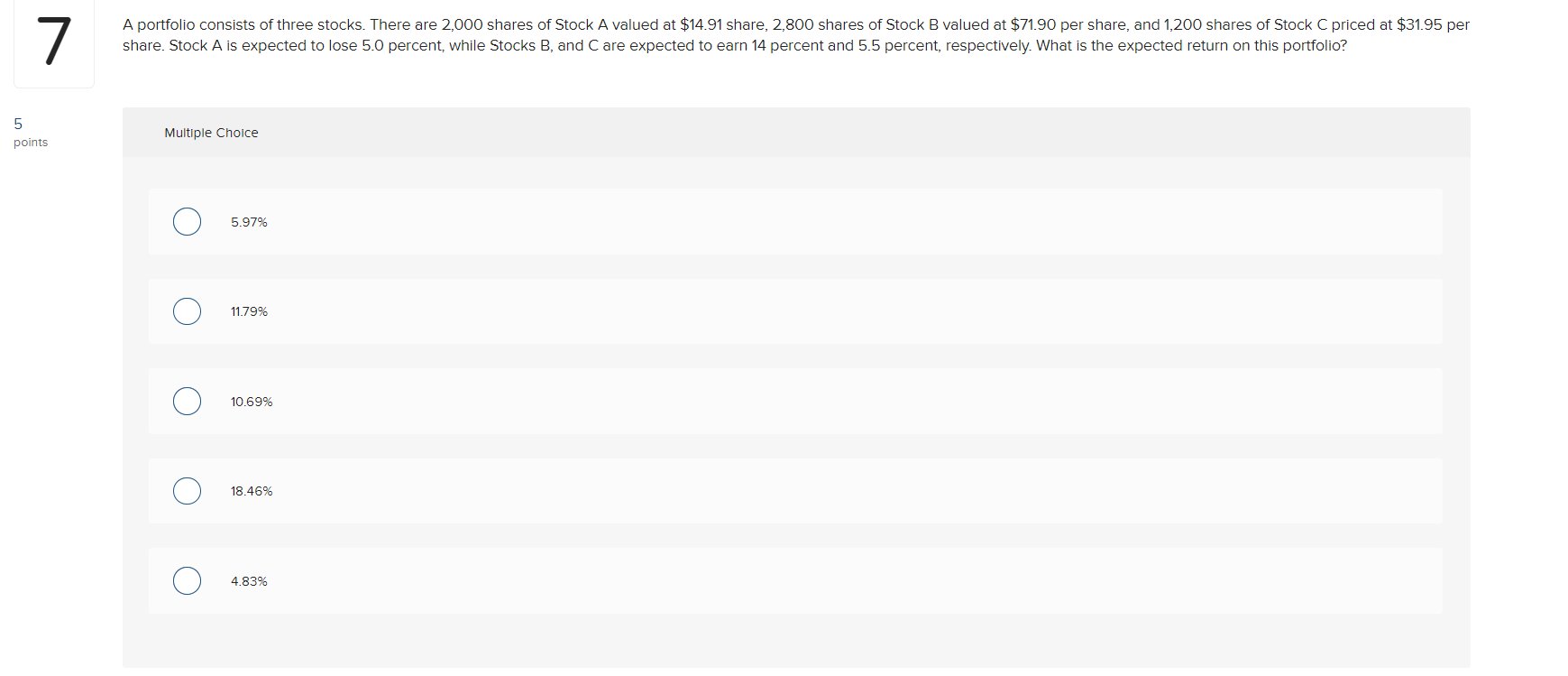 Solved 7 A Portfolio Consists Of Three Stocks. There Are | Chegg.com