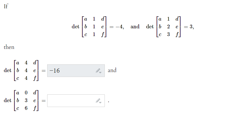 Solved If det⎣⎡abc111def⎦⎤=−4, and det⎣⎡abc123def⎦⎤=3 then | Chegg.com