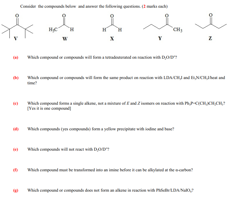 Solved Consider The Compounds Below And Answer The Following | Chegg.com