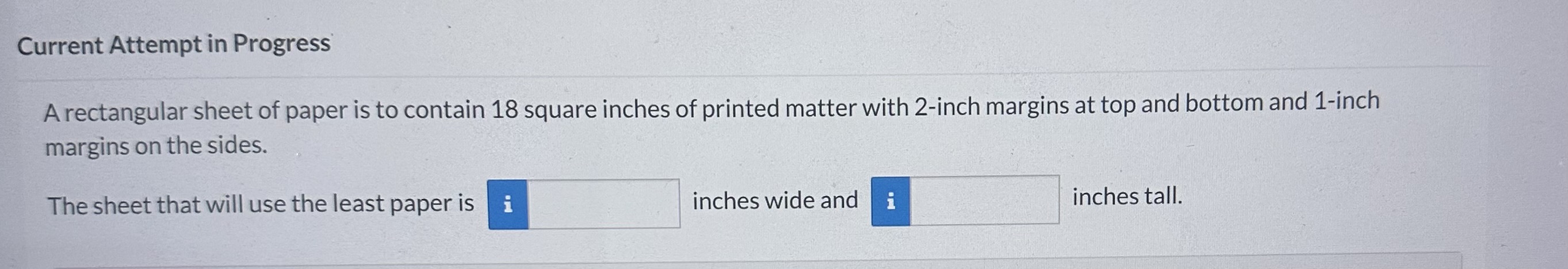Solved A rectangular sheet of paper is to contain 18 square | Chegg.com