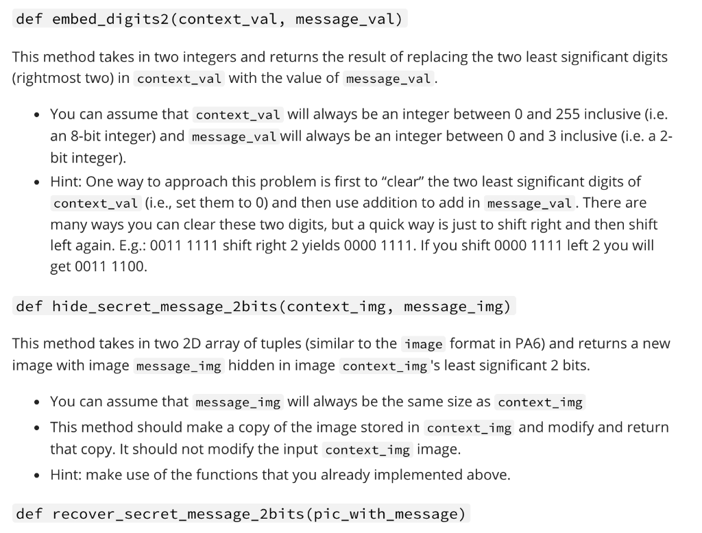 Solved In this PA, we will try to hide a message image | Chegg.com